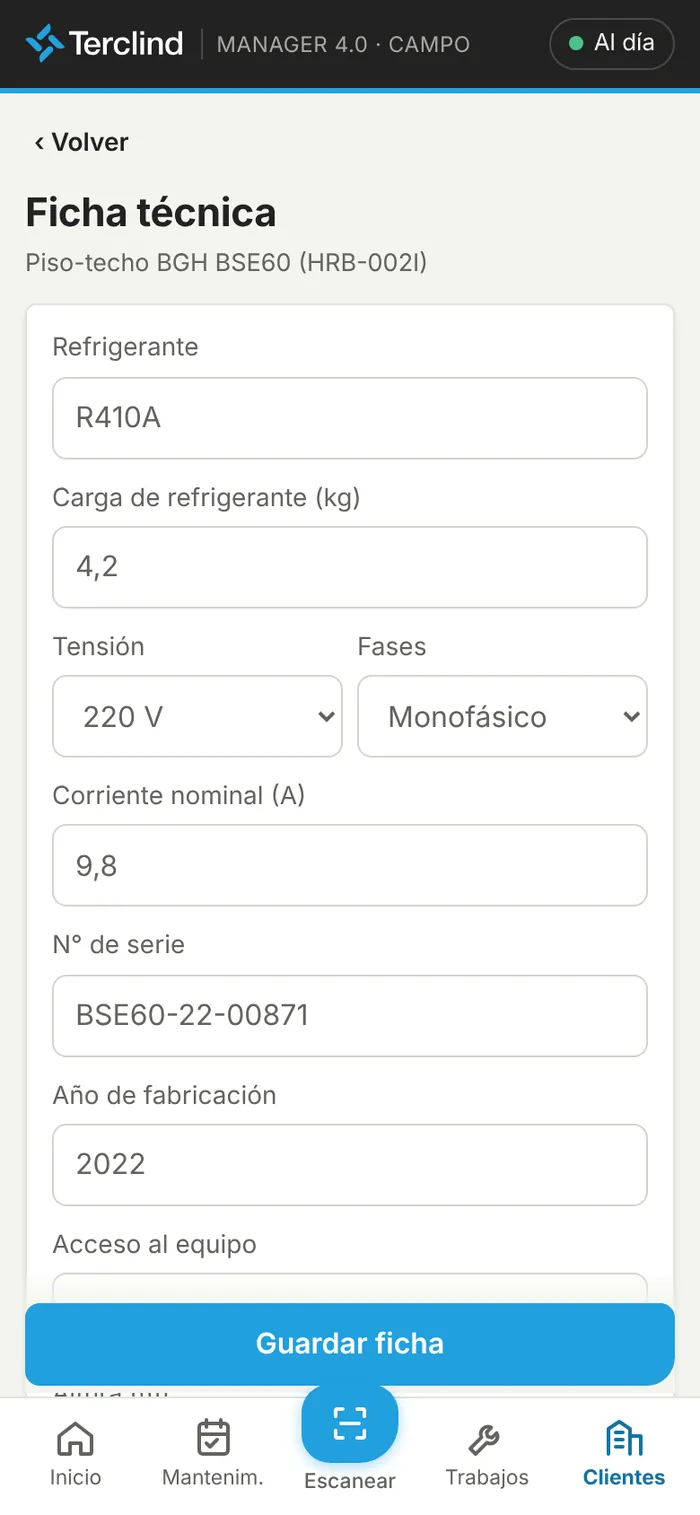 Completar la ficha desde el celular.