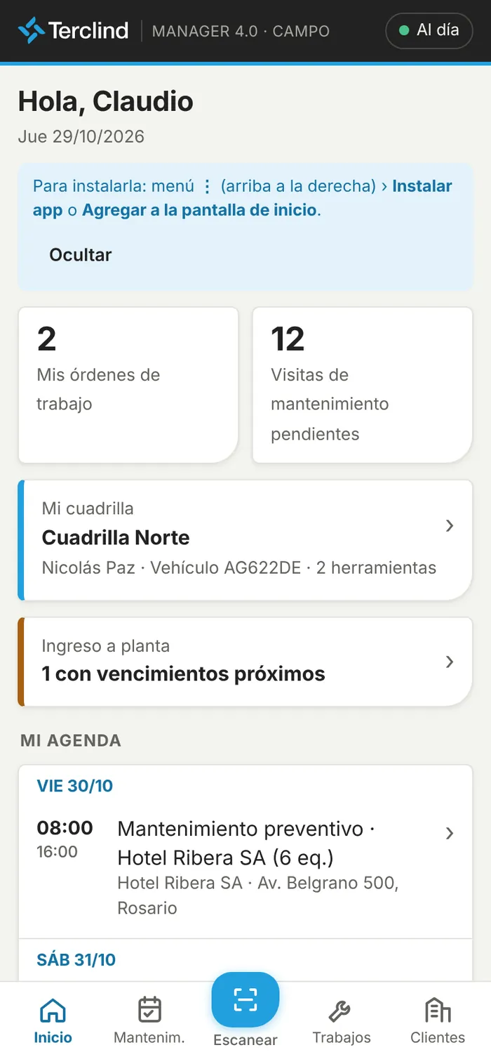 Inicio del técnico.
