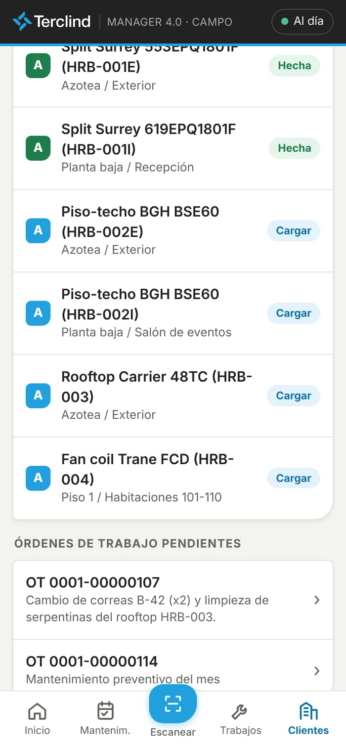Equipos del cliente para este mes.