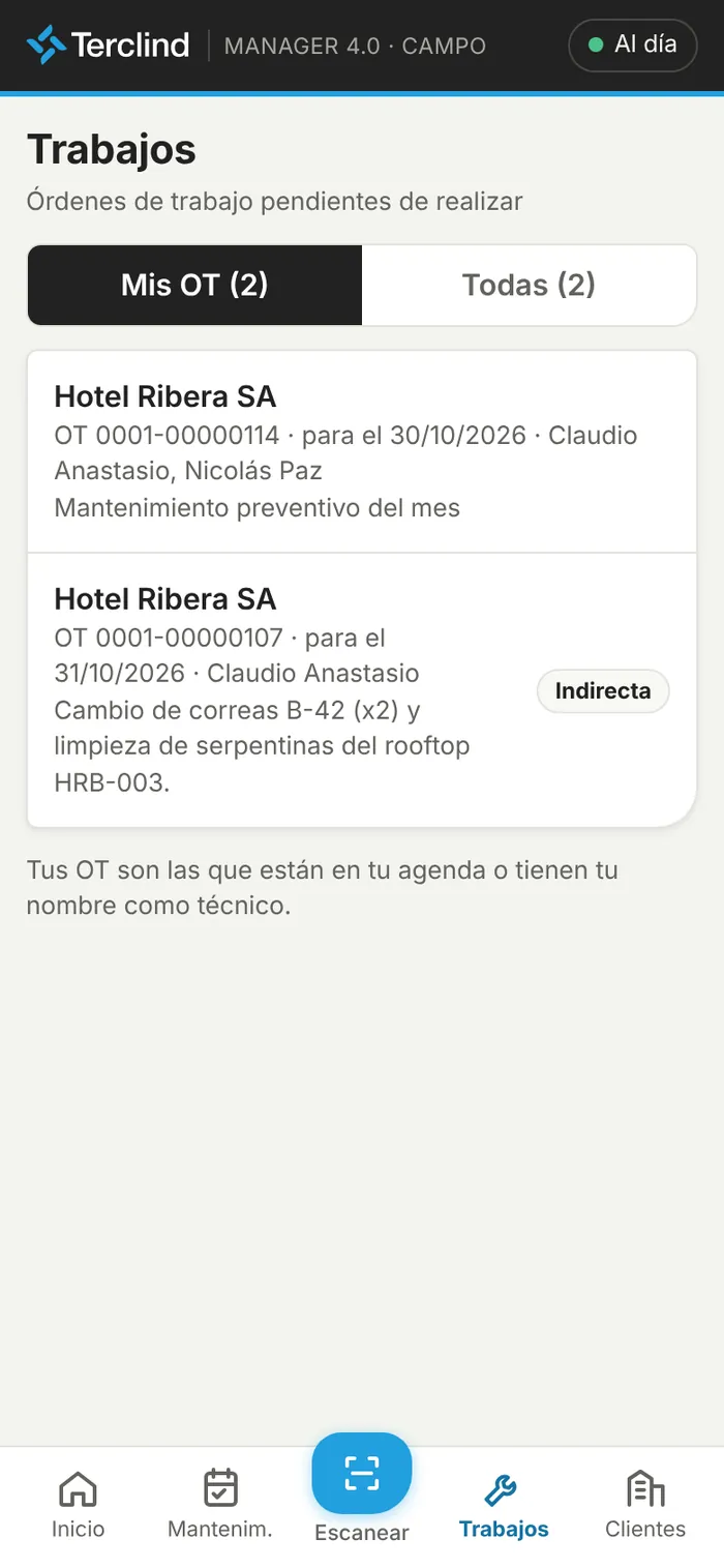 Mis órdenes de trabajo.