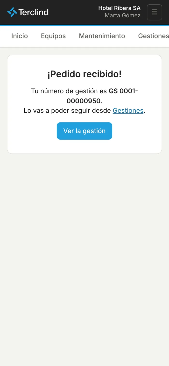 Pedido recibido.